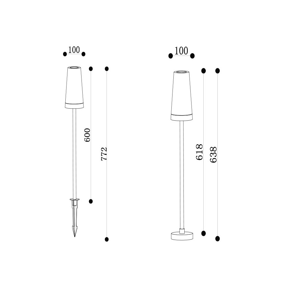 چراغ پارکی PLX 8006-B سایز