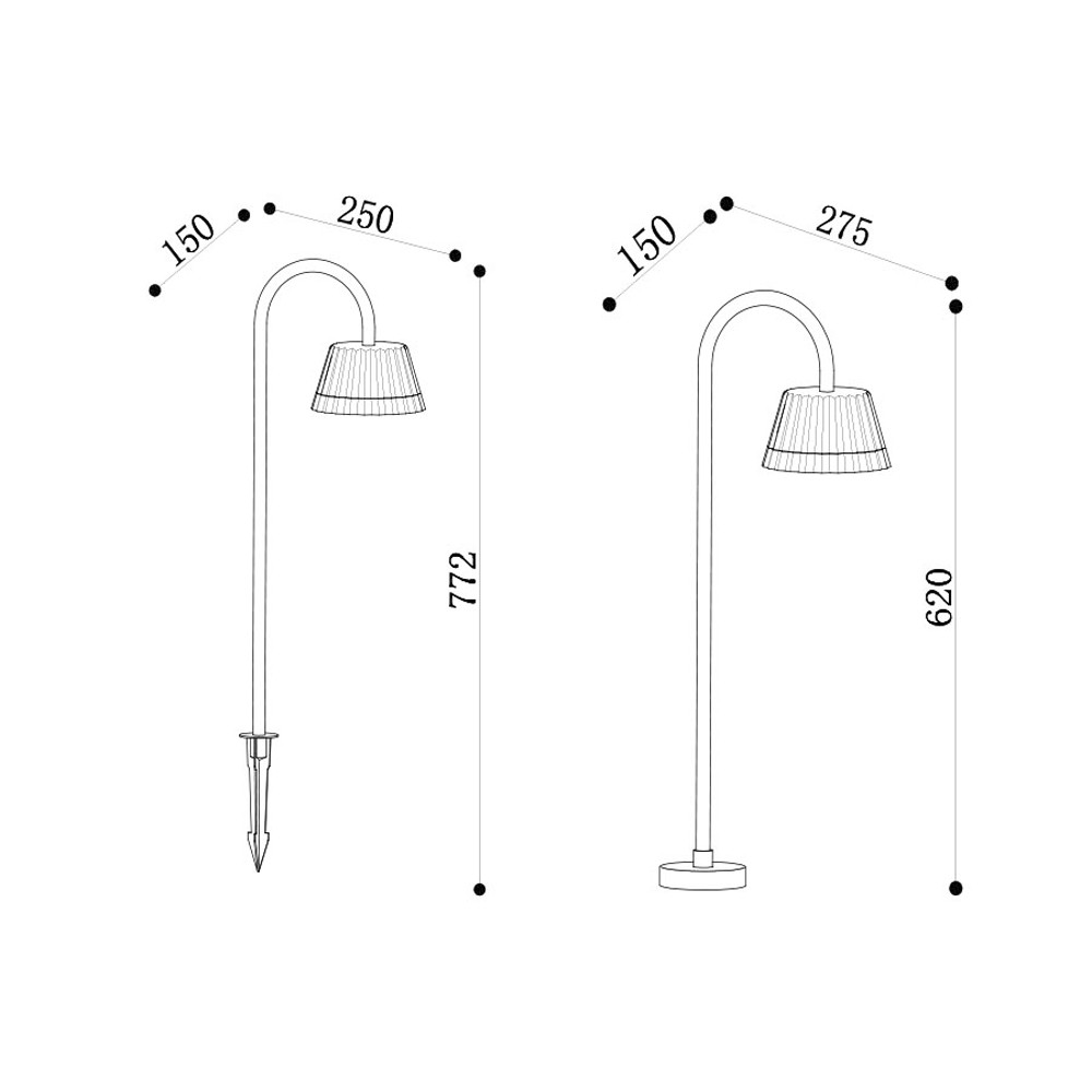 چراغ پارکی ۱0 وات PLX 8007-B سایز
