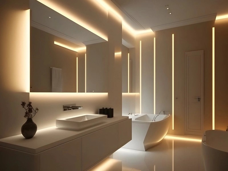 نورپردازی حمام و سرویس بهداشتی با لامپ ضد آب | ایده هایی برای خلق فضای آرام